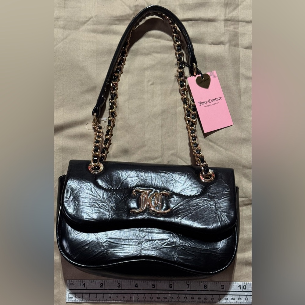 Juicy Couture Black Shoulder Bag with Gold Chain